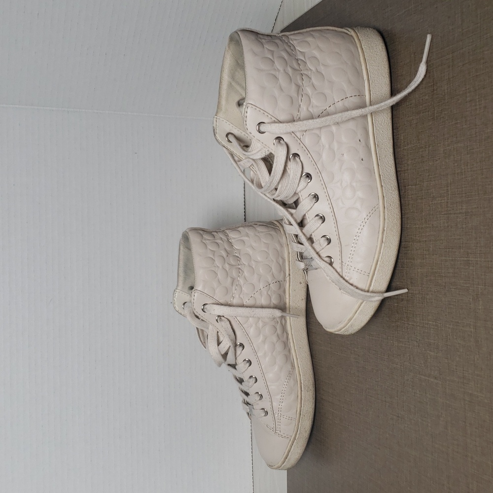 Coach Leather Ivory High Top Sneaker - SZ 6.5 - Picture 7 of 8